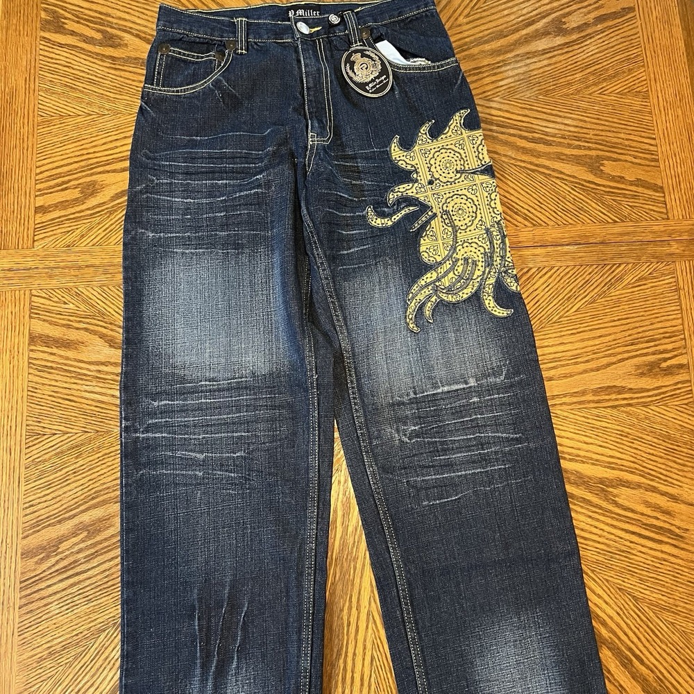 Men's P Miller Denim Atelier Jeans Size 34 Measures 32x30 Baggy Patchwork HipHop